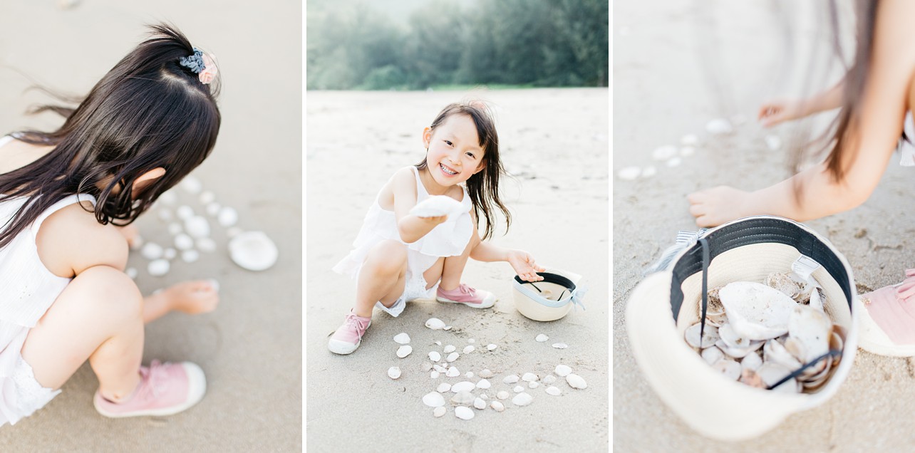 North Beach Discovery Bay - a girl collecting shells on the beach