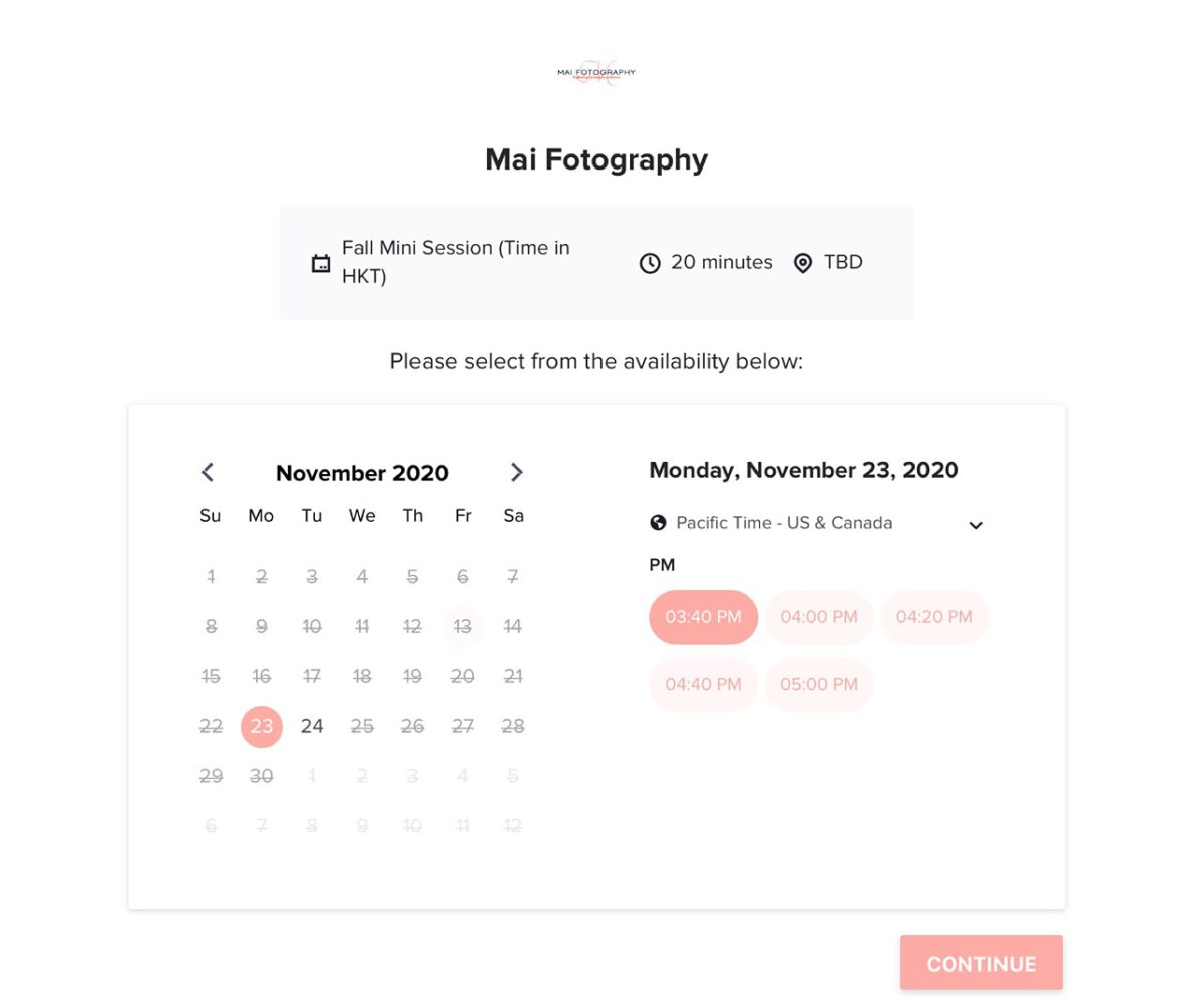 Scheduling your Fall Mini by selecting date and time