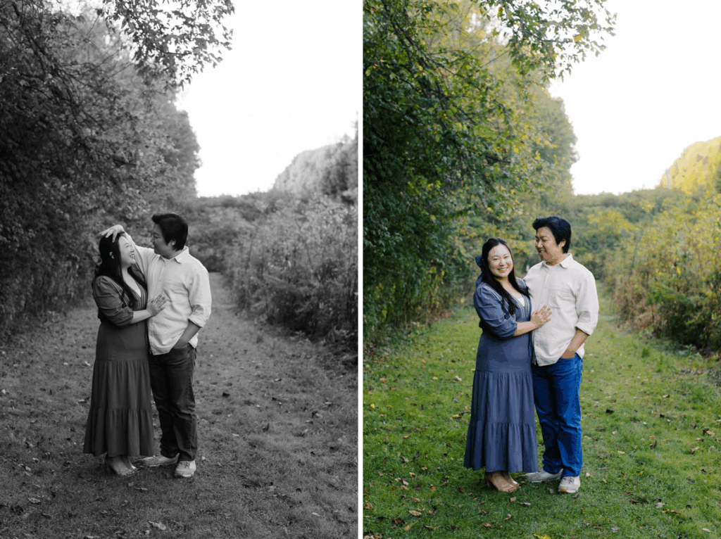 Mother and father posing at Starkey Park. 